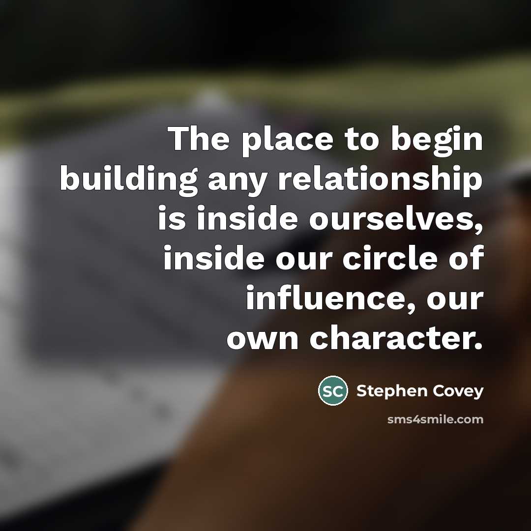 “The place to begin building any relationship is inside ourselves,…” quote by Stephen Covey