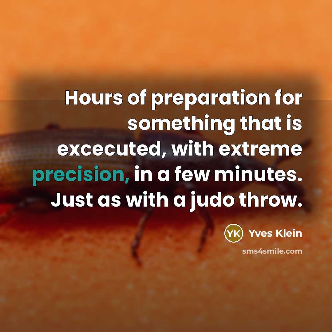 “Hours of preparation for something that is excecuted, with extreme…” quote by Yves Klein