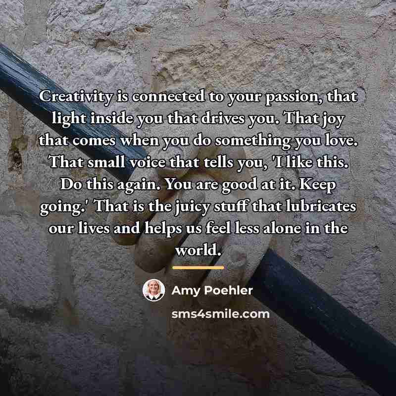 “Creativity is connected to your passion, that light inside you…” quote by Amy Poehler