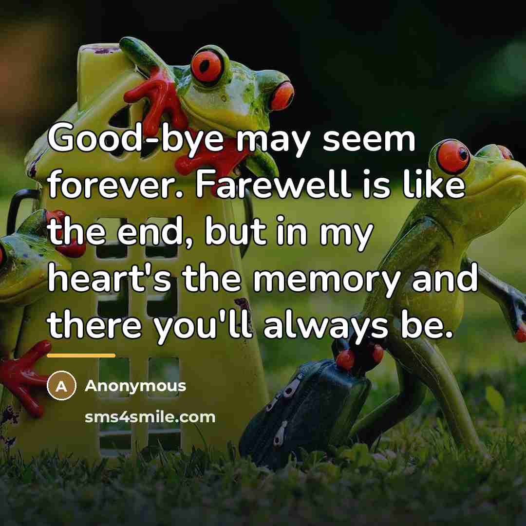 “Good-bye may seem forever. Farewell is like the end, but…” quote by Anonymous