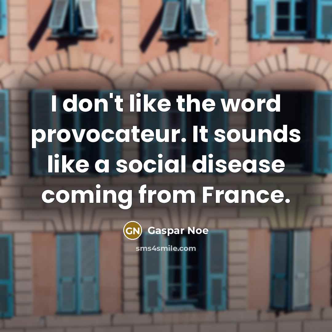 “I don't like the word provocateur. It sounds like a…” quote by Gaspar Noe