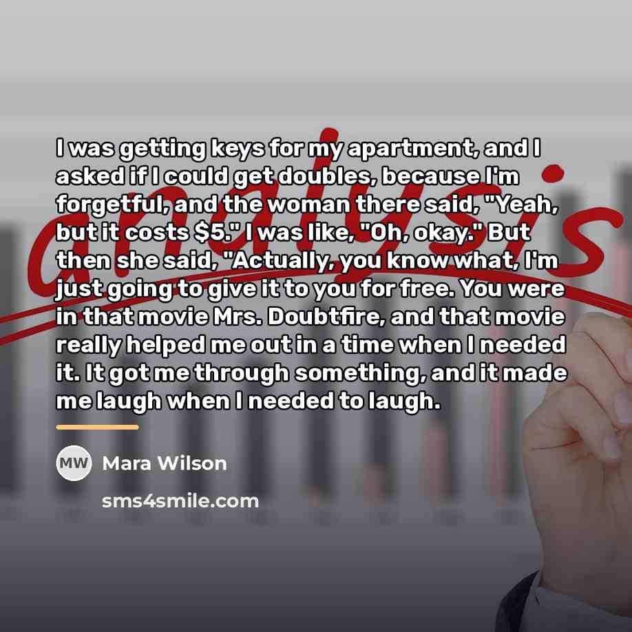 “I was getting keys for my apartment, and I asked…” quote by Mara Wilson
