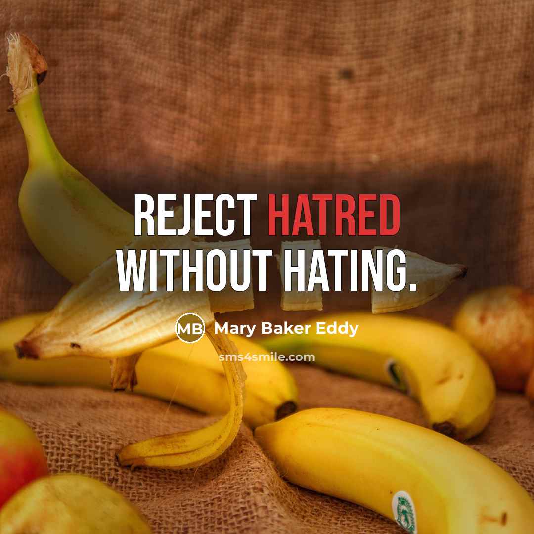 “Reject hatred without hating.” quote by Mary Baker Eddy