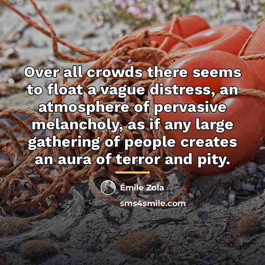 “Over all crowds there seems to float a vague distress,…” quote by Emile Zola
