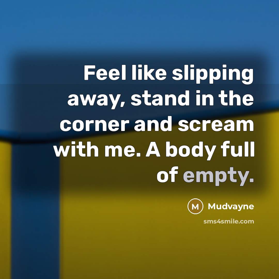 “Feel like slipping away, stand in the corner and scream…” quote by Mudvayne