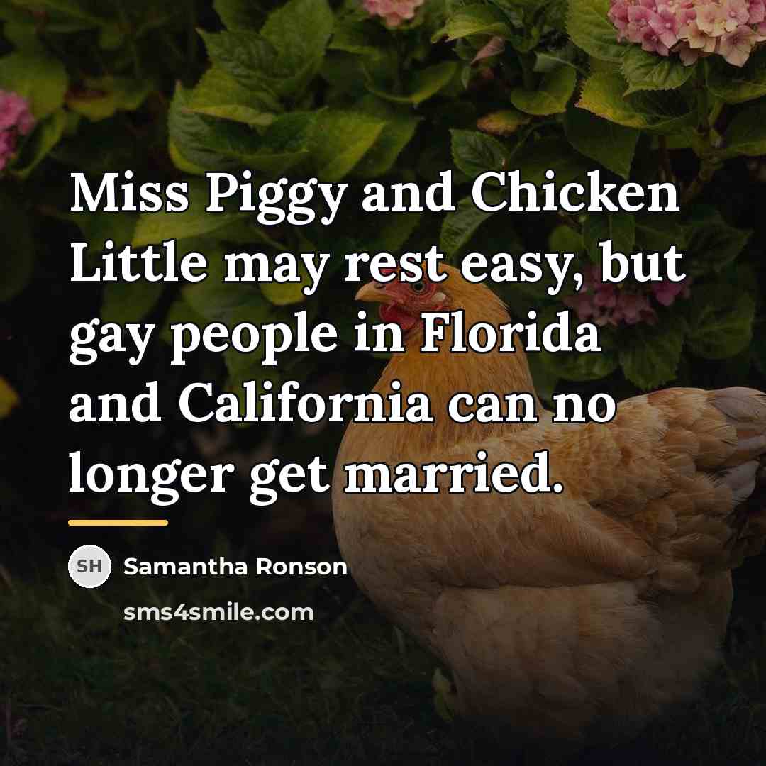 “Miss Piggy and Chicken Little may rest easy, but gay…” quote by Samantha Ronson