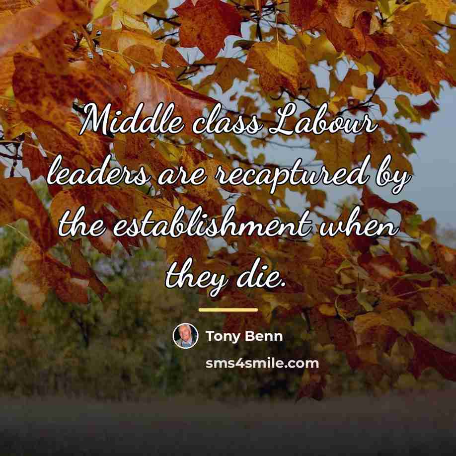“Middle class Labour leaders are recaptured by the establishment when…” quote by Tony Benn