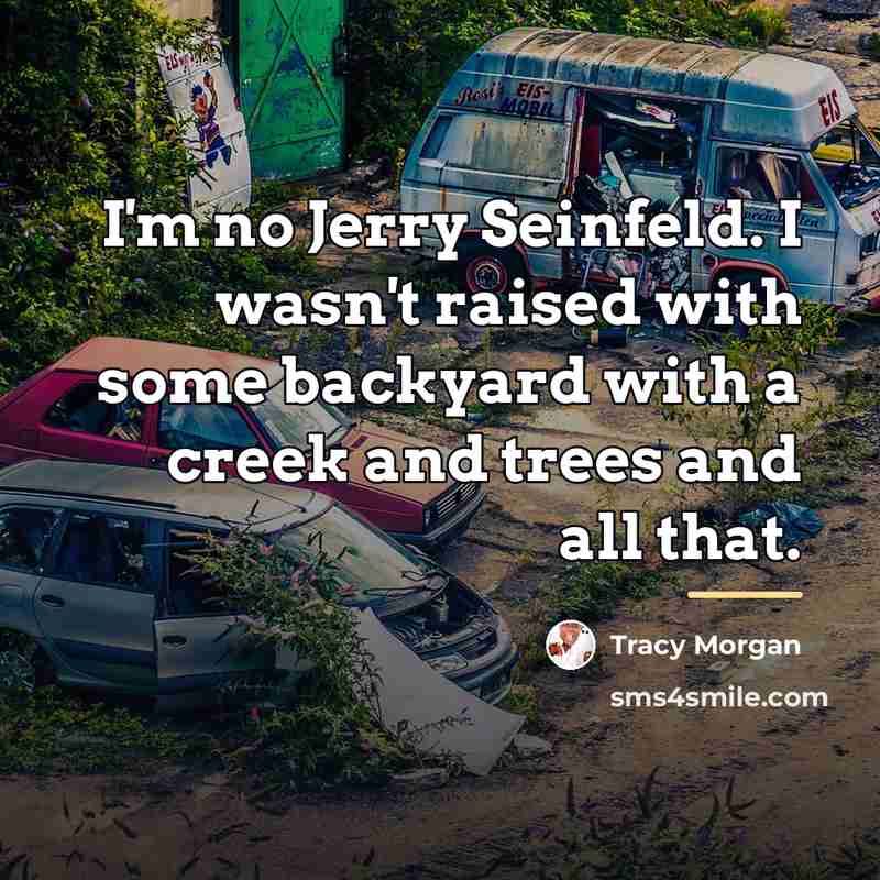 “I'm no Jerry Seinfeld. I wasn't raised with some backyard…” quote by Tracy Morgan