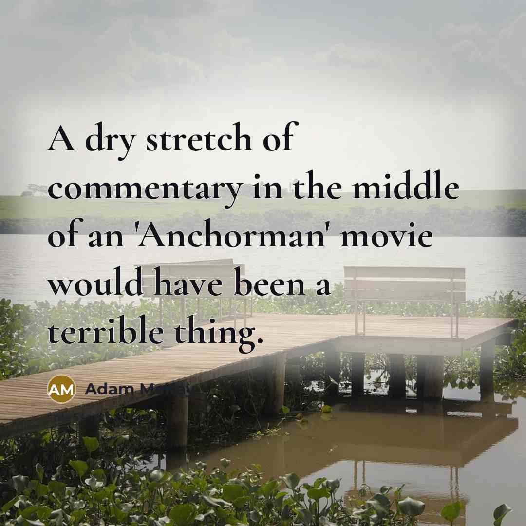 “A dry stretch of commentary in the middle of an…” quote by Adam McKay