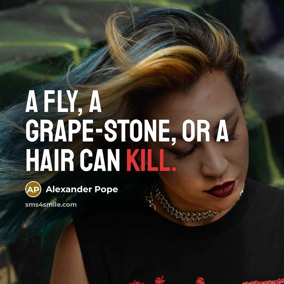 “A fly, a grape-stone, or a hair can kill.…” quote by Alexander Pope