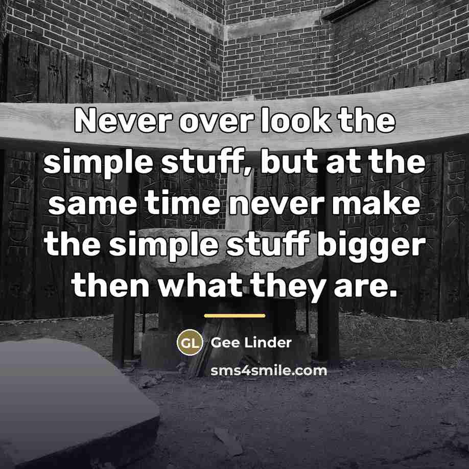 “Never over look the simple stuff, but at the same…” quote by Gee Linder