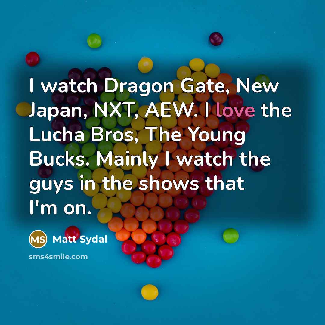 “I watch Dragon Gate, New Japan, NXT, AEW. I love…” quote by Matt Sydal
