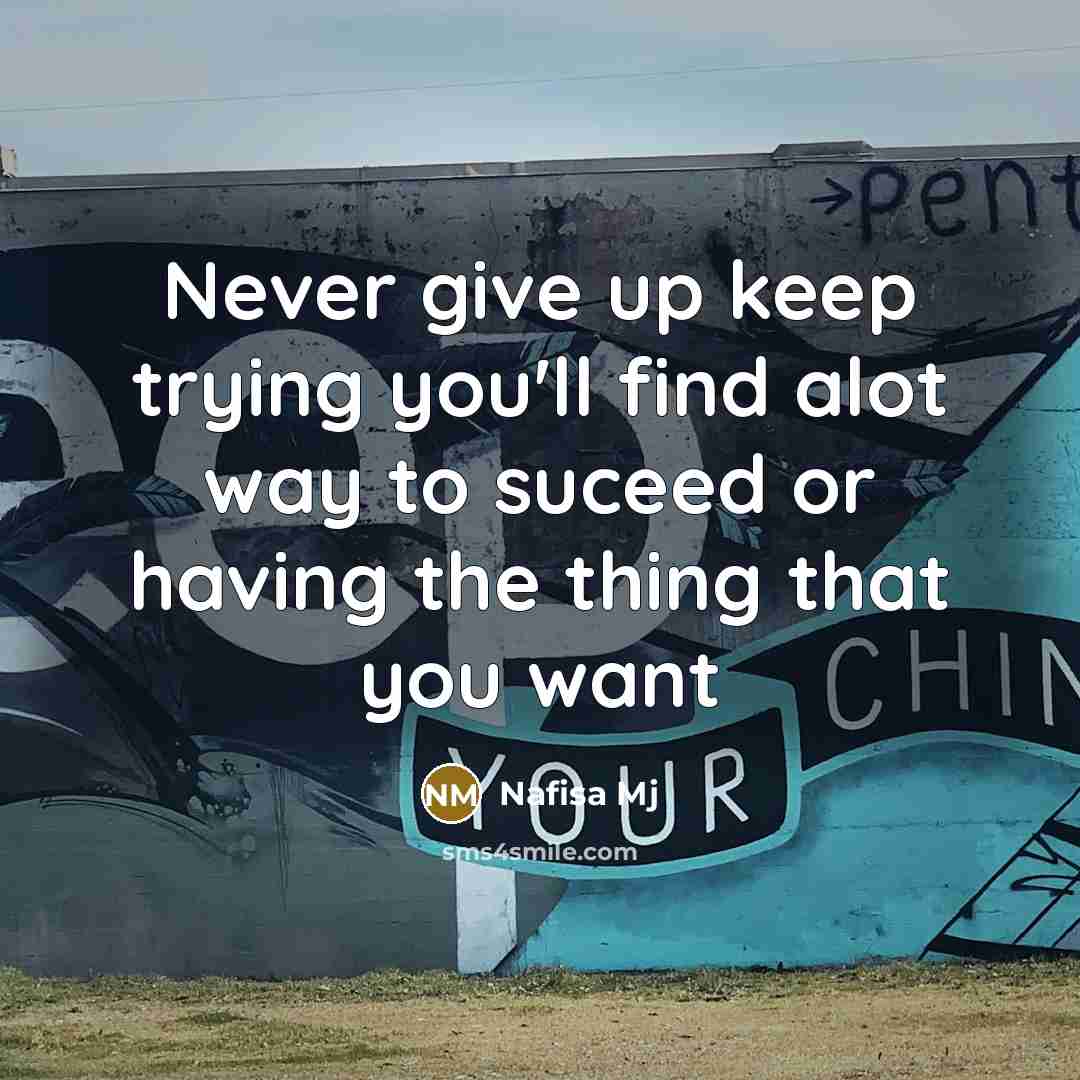 “Never give up keep trying you'll find alot way to…” quote by Nafisa Mj