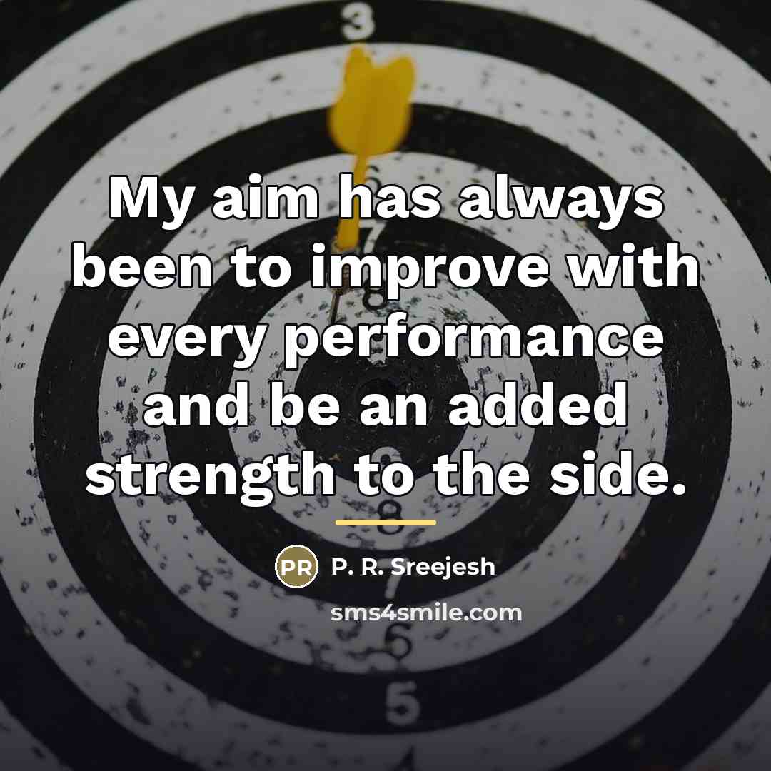 “My aim has always been to improve with every performance…” quote by P. R. Sreejesh
