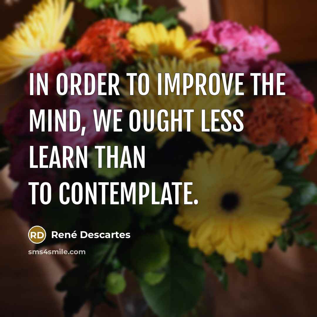 “In order to improve the mind, we ought less learn…” quote by Rene Descartes