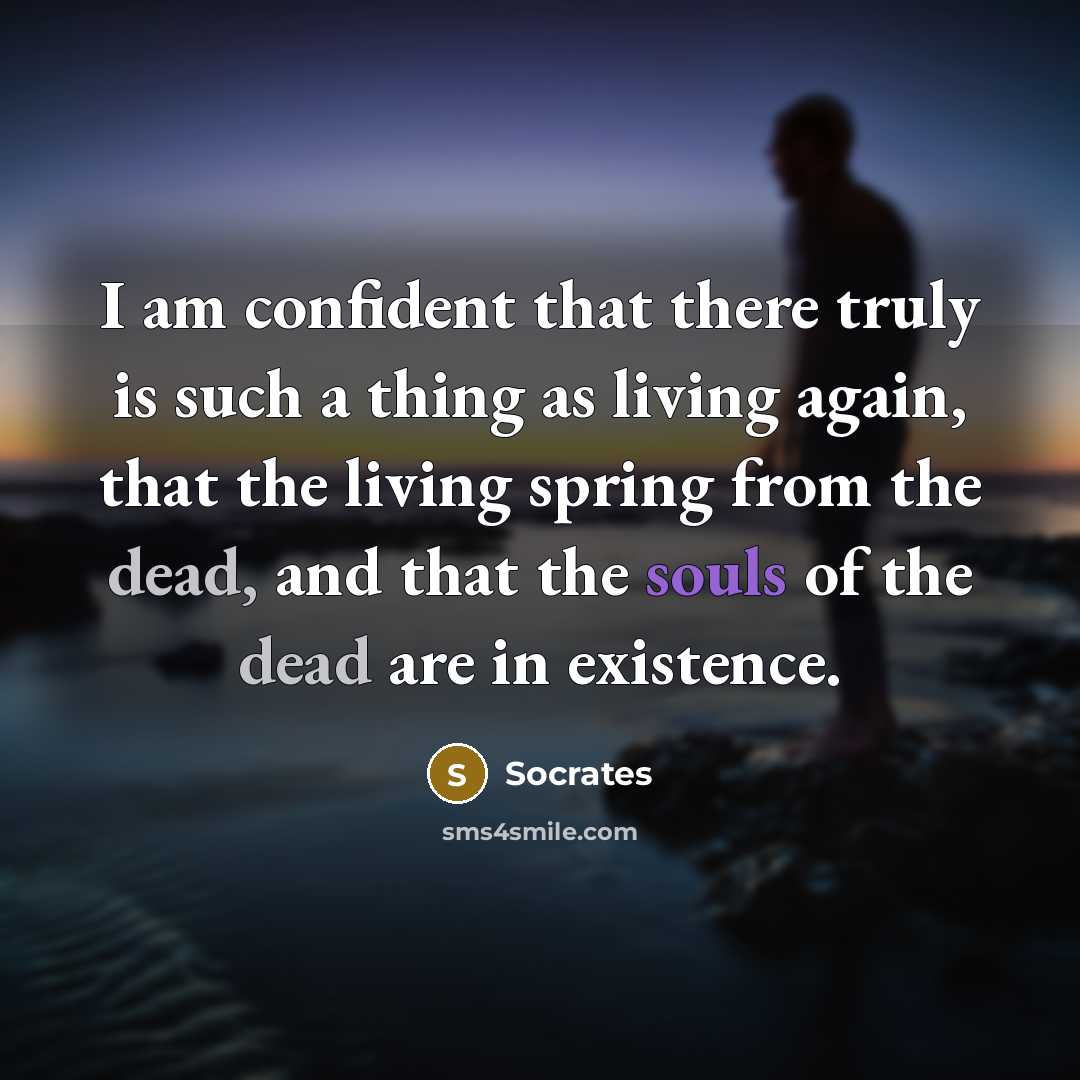 “I am confident that there truly is such a thing as living again, that the living spring from the dead, and that the souls of the dead are in existence.” quote by Socrates