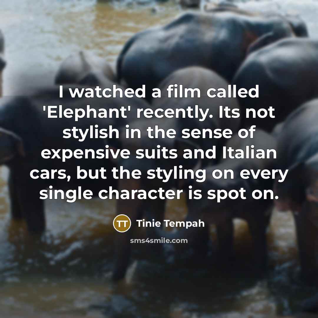 “I watched a film called 'Elephant' recently. Its not stylish…” quote by Tinie Tempah