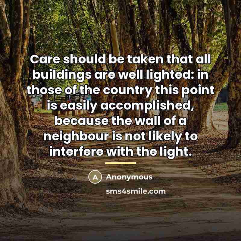 “Care should be taken that all buildings are well lighted:…” quote by Anonymous