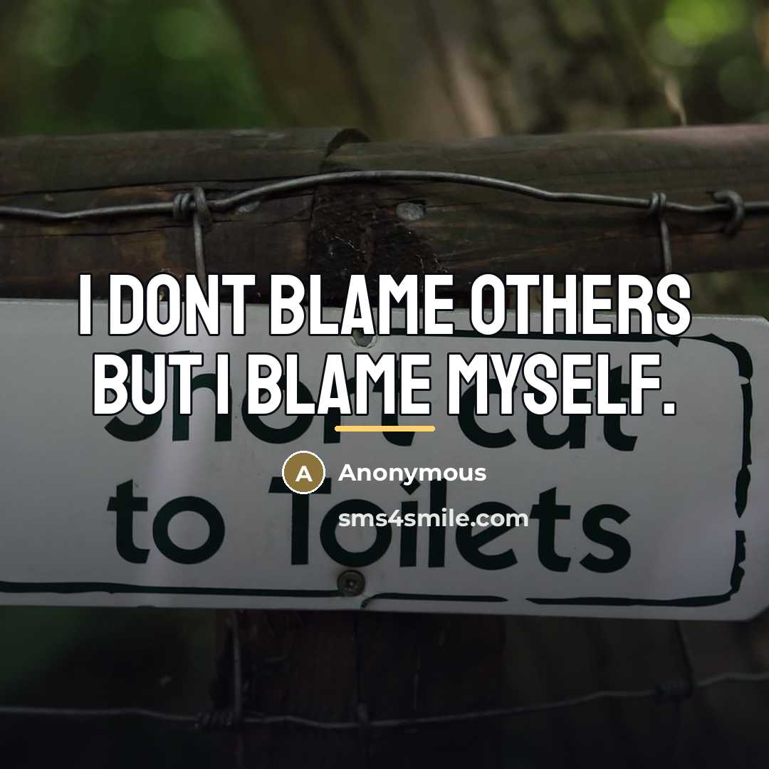 “I dont blame others But I blame myself.…” quote by Anonymous