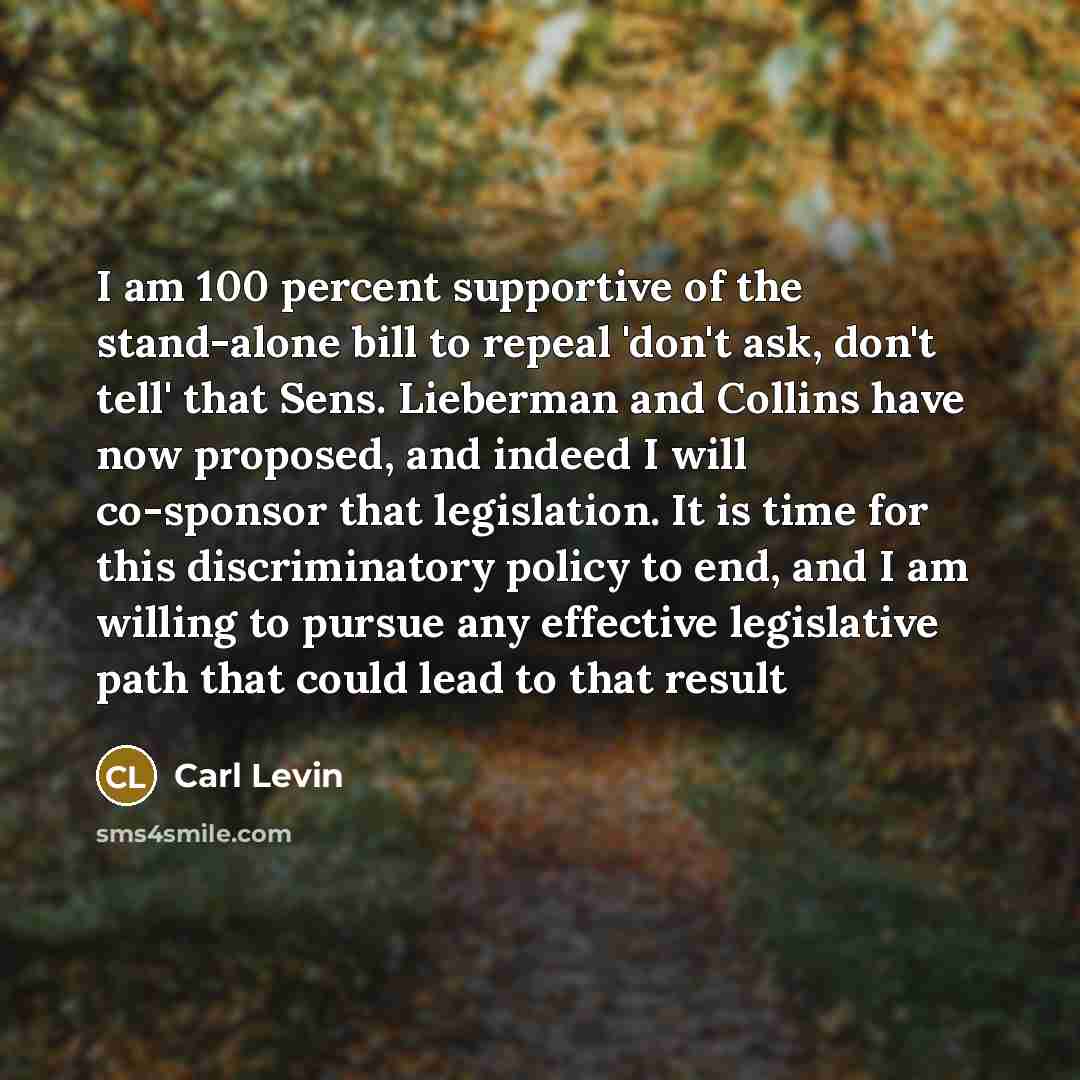 “I am 100 percent supportive of the stand-alone bill to…” quote by Carl Levin