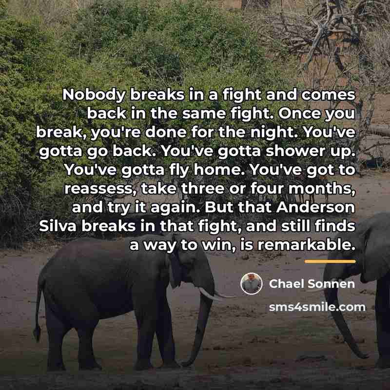 “Nobody breaks in a fight and comes back in the…” quote by Chael Sonnen