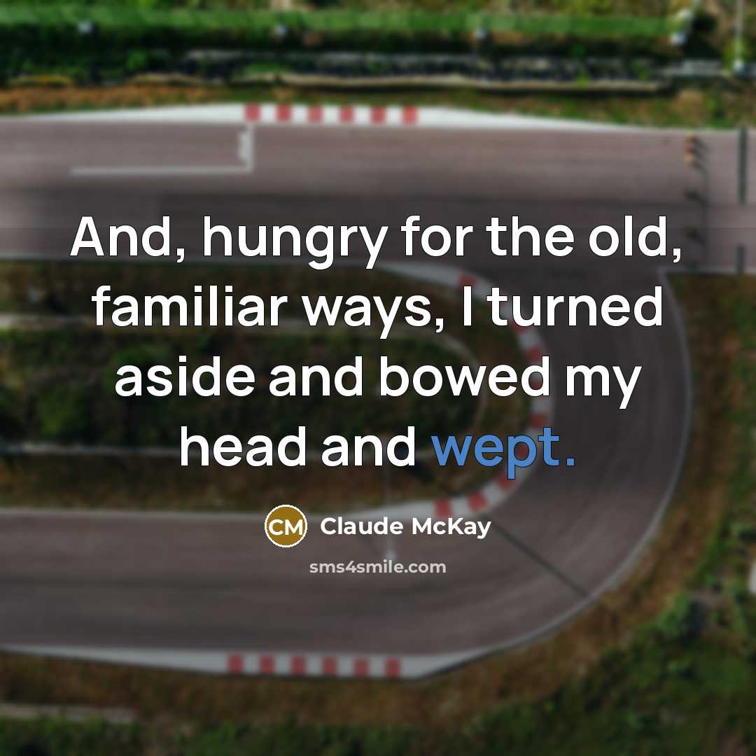 “And, hungry for the old, familiar ways, I turned aside…” quote by Claude McKay