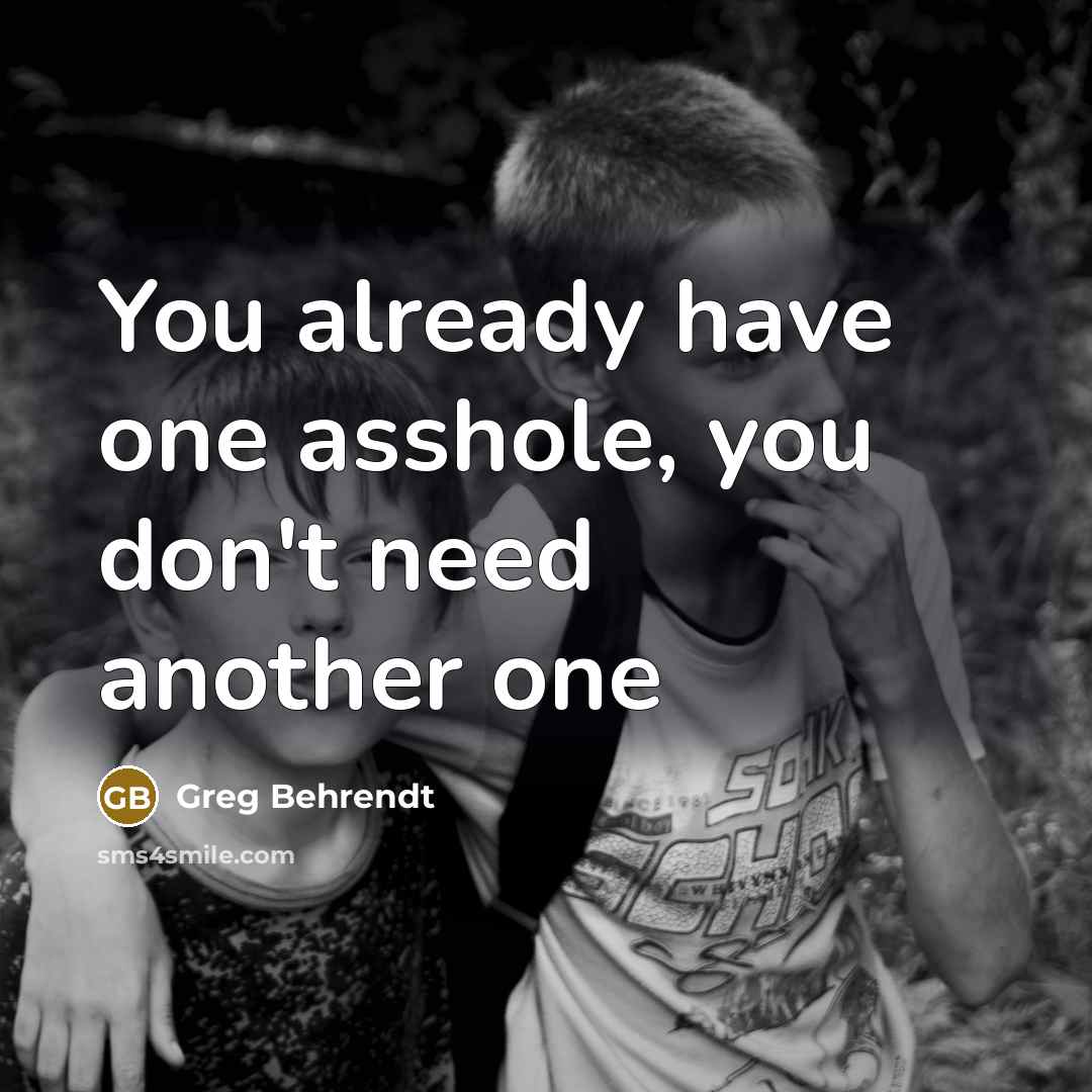 “You already have one asshole, you don't need another one” quote by Greg Behrendt