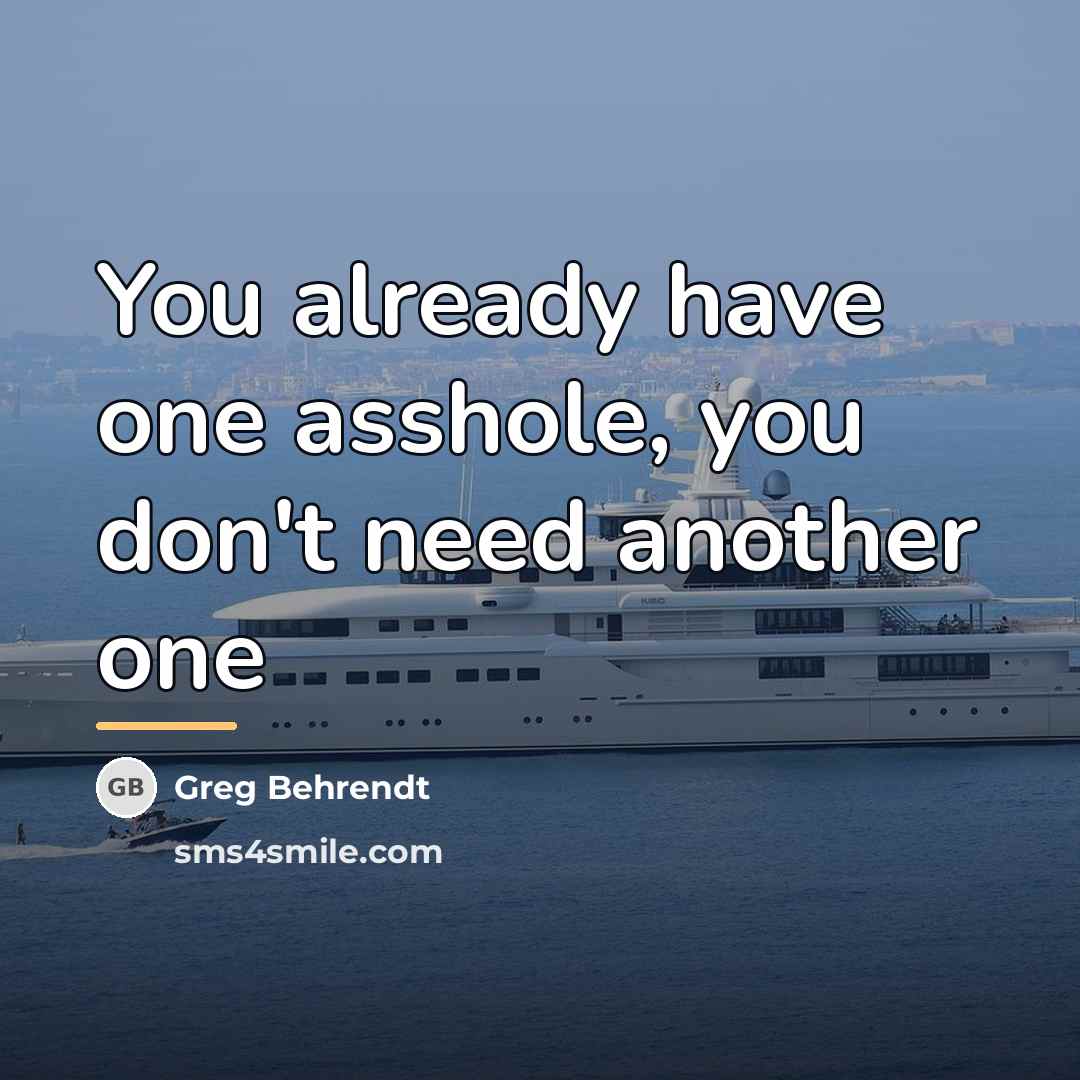 “You already have one asshole, you don't need another one…” quote by Greg Behrendt