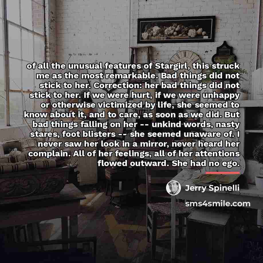 “of all the unusual features of Stargirl, this struck me…” quote by Jerry Spinelli