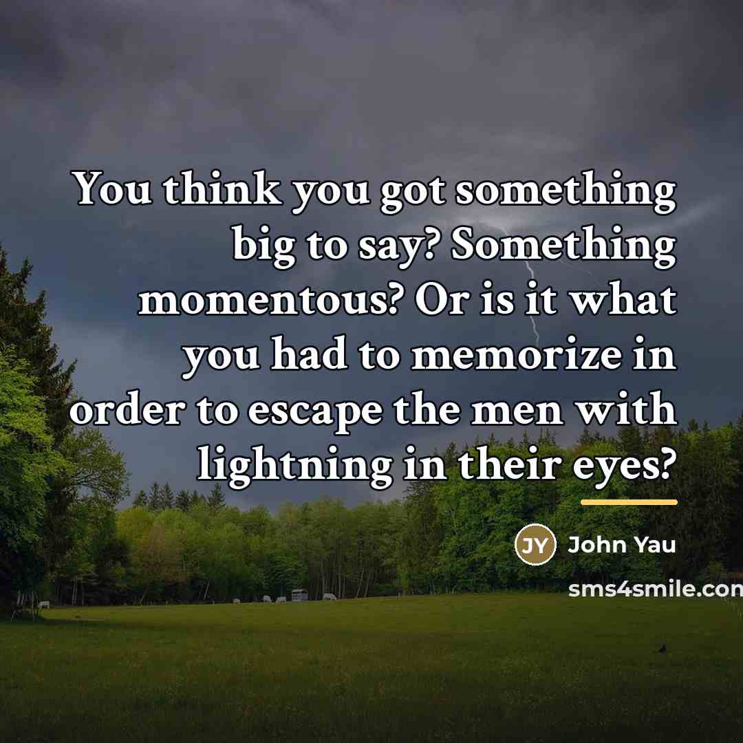 “You think you got something big to say? Something momentous?…” quote by John Yau