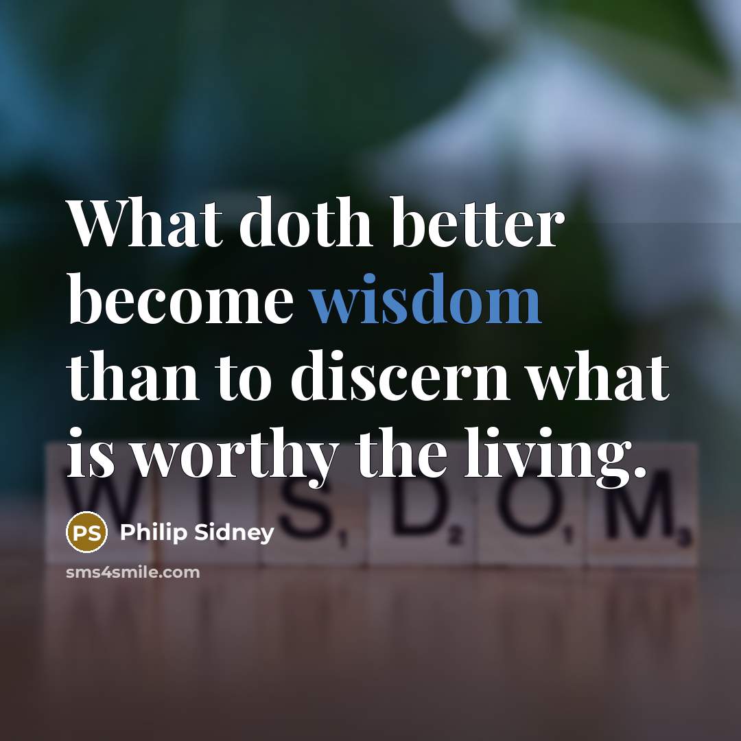 “What doth better become wisdom than to discern what is…” quote by Philip Sidney