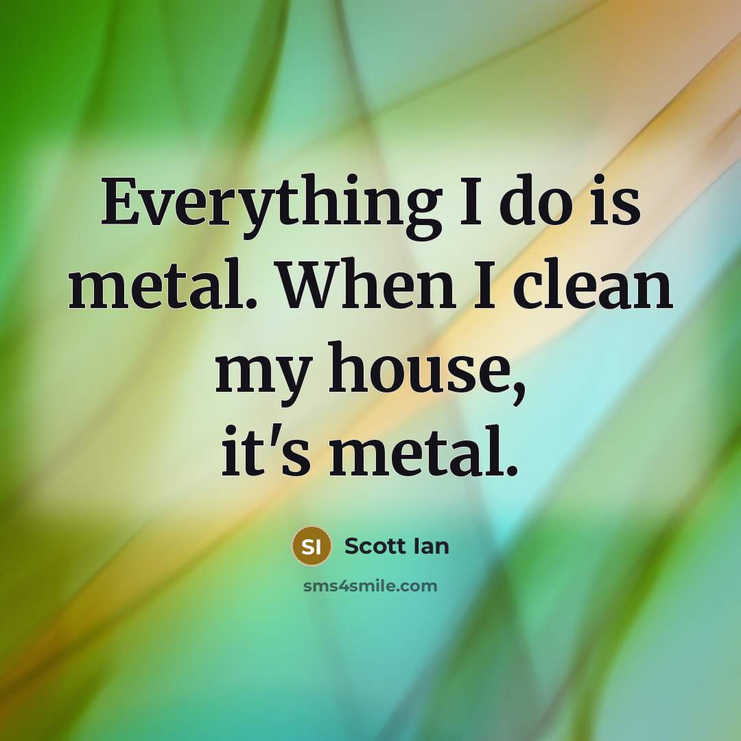 “Everything I do is metal. When I clean my house,…” quote by Scott Ian