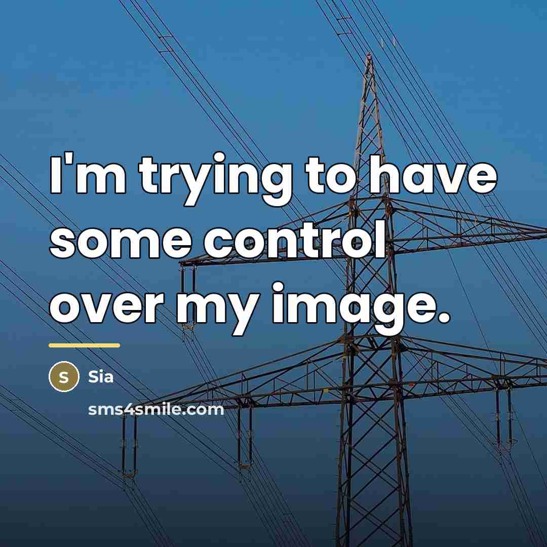 “I'm trying to have some control over my image.…” quote by Sia