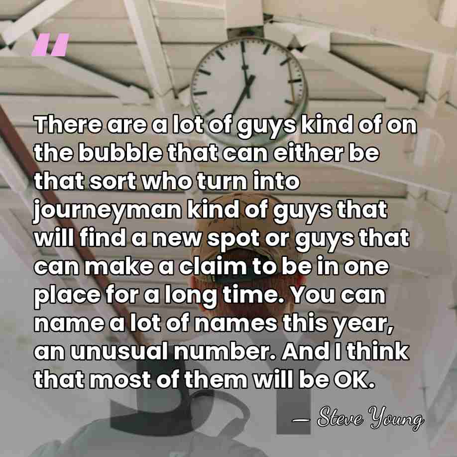 There are a lot of guys kind of on the bubble that&hellip; - Steve Young
