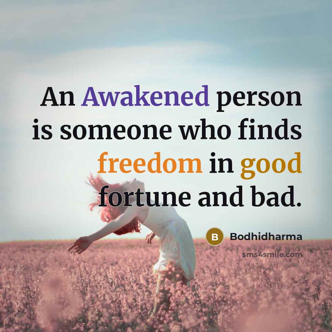 “An Awakened person is someone who finds freedom in good…” quote by Bodhidharma