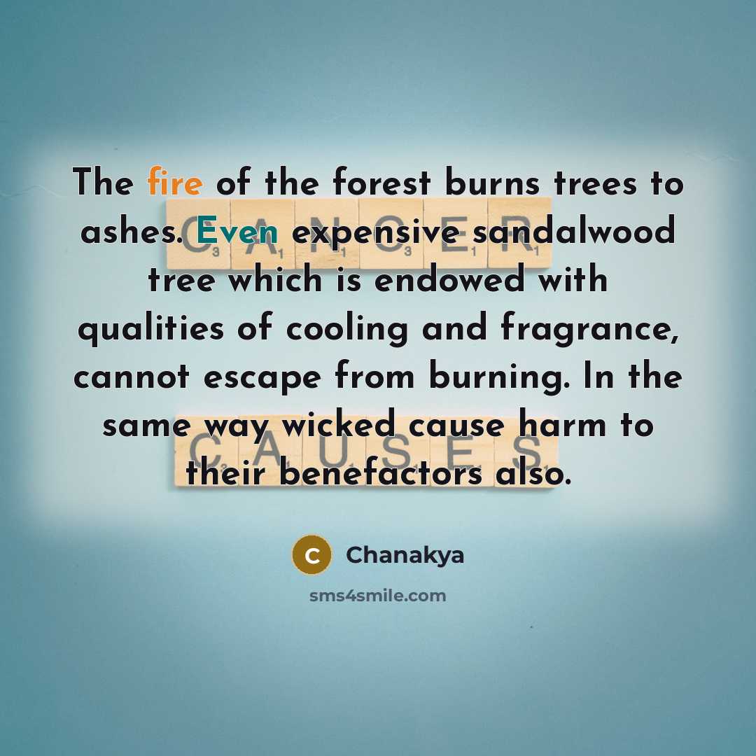 “The fire of the forest burns trees to ashes. Even…” quote by Chanakya
