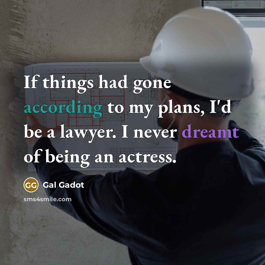 “If things had gone according to my plans, I'd be a lawyer. I never dreamt of being an actress.” quote by Gal Gadot