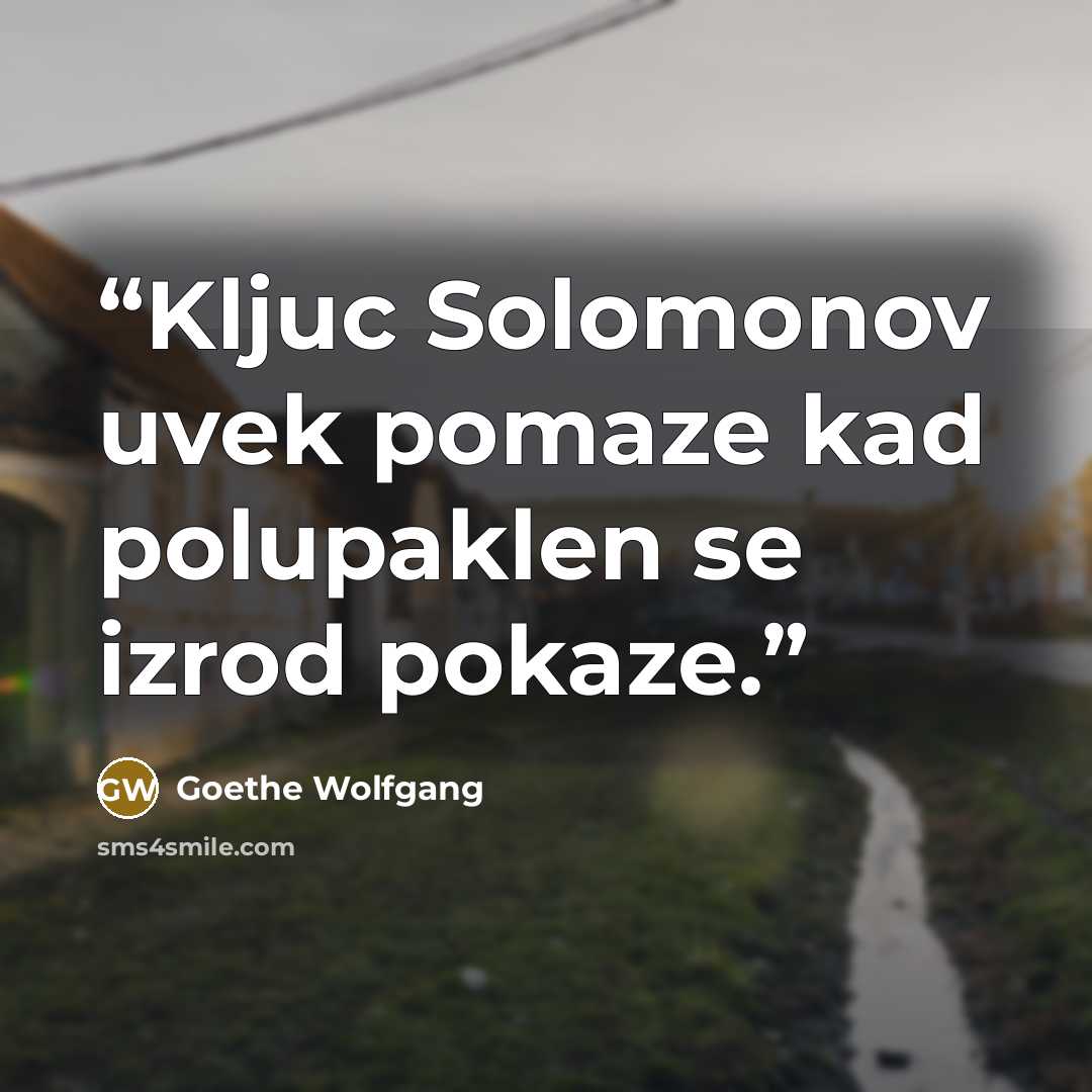 “Kljuc Solomonov uvek pomaze kad polupaklen se izrod pokaze.” quote by Goethe Wolfgang