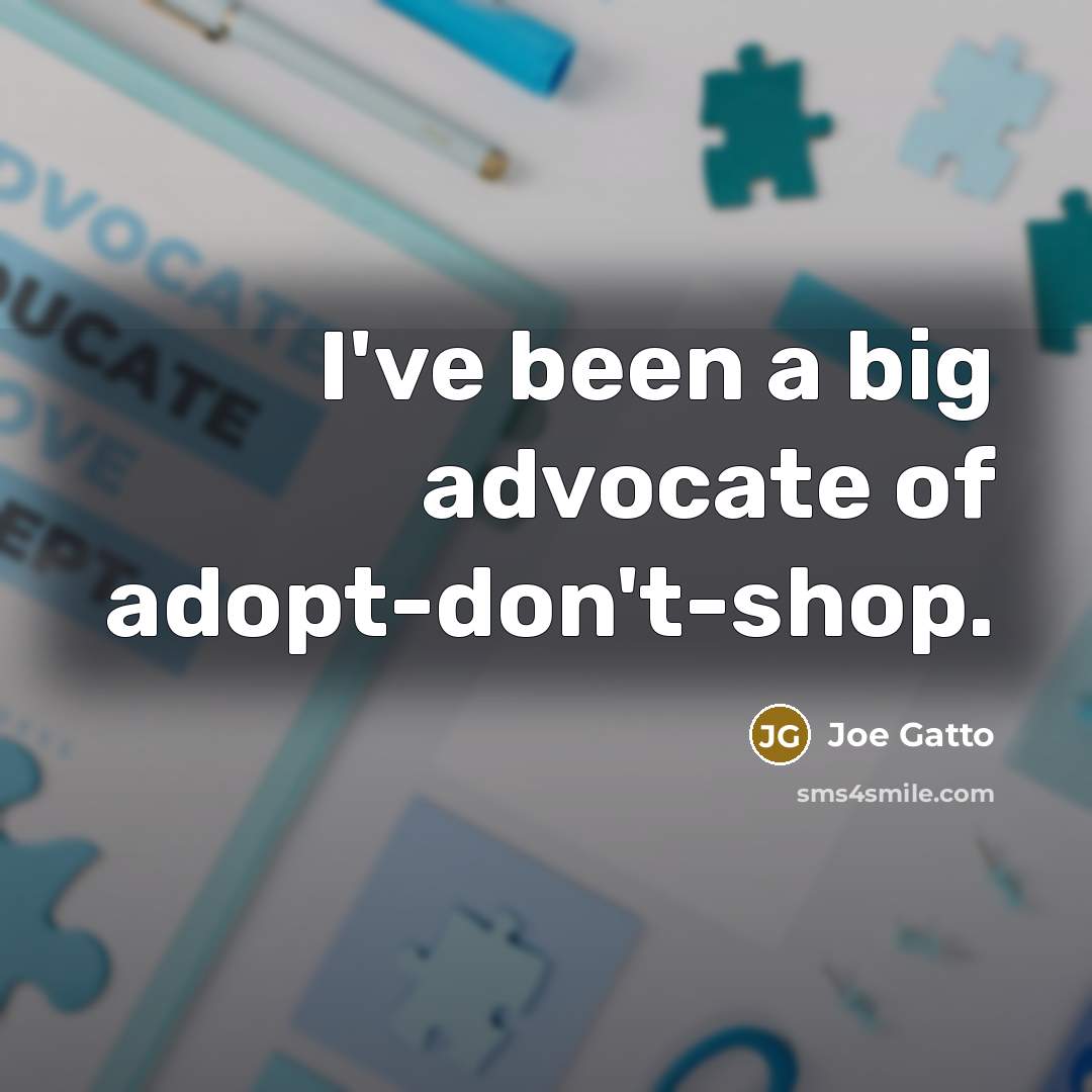 “I've been a big advocate of adopt-don't-shop.…” quote by Joe Gatto