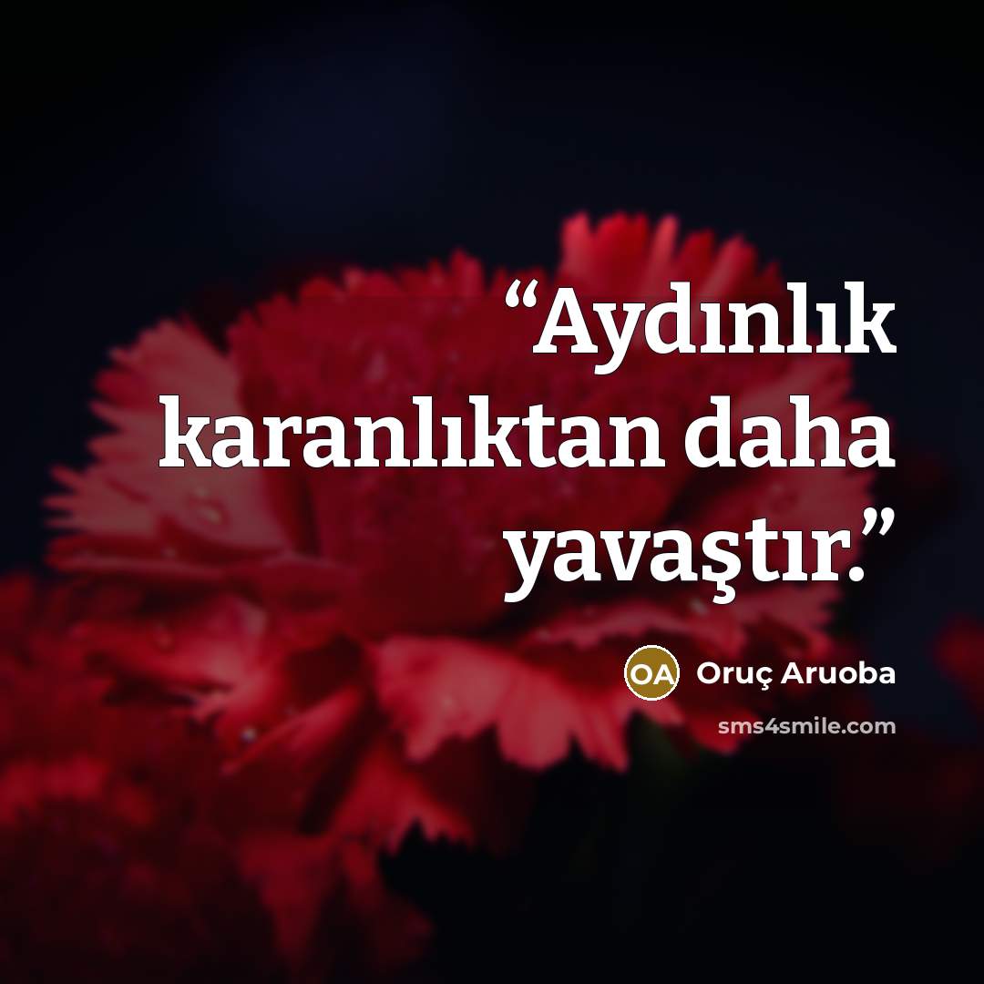 “Aydınlık karanlıktan daha yavaştır.” quote by Oruç Aruoba