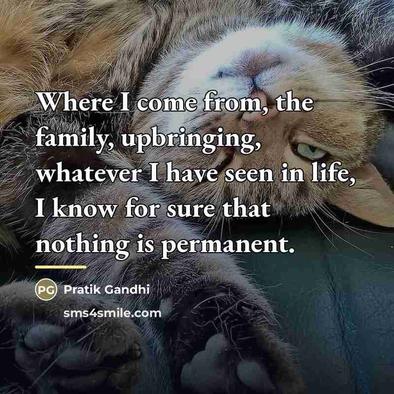 “Where I come from, the family, upbringing, whatever I have…” quote by Pratik Gandhi