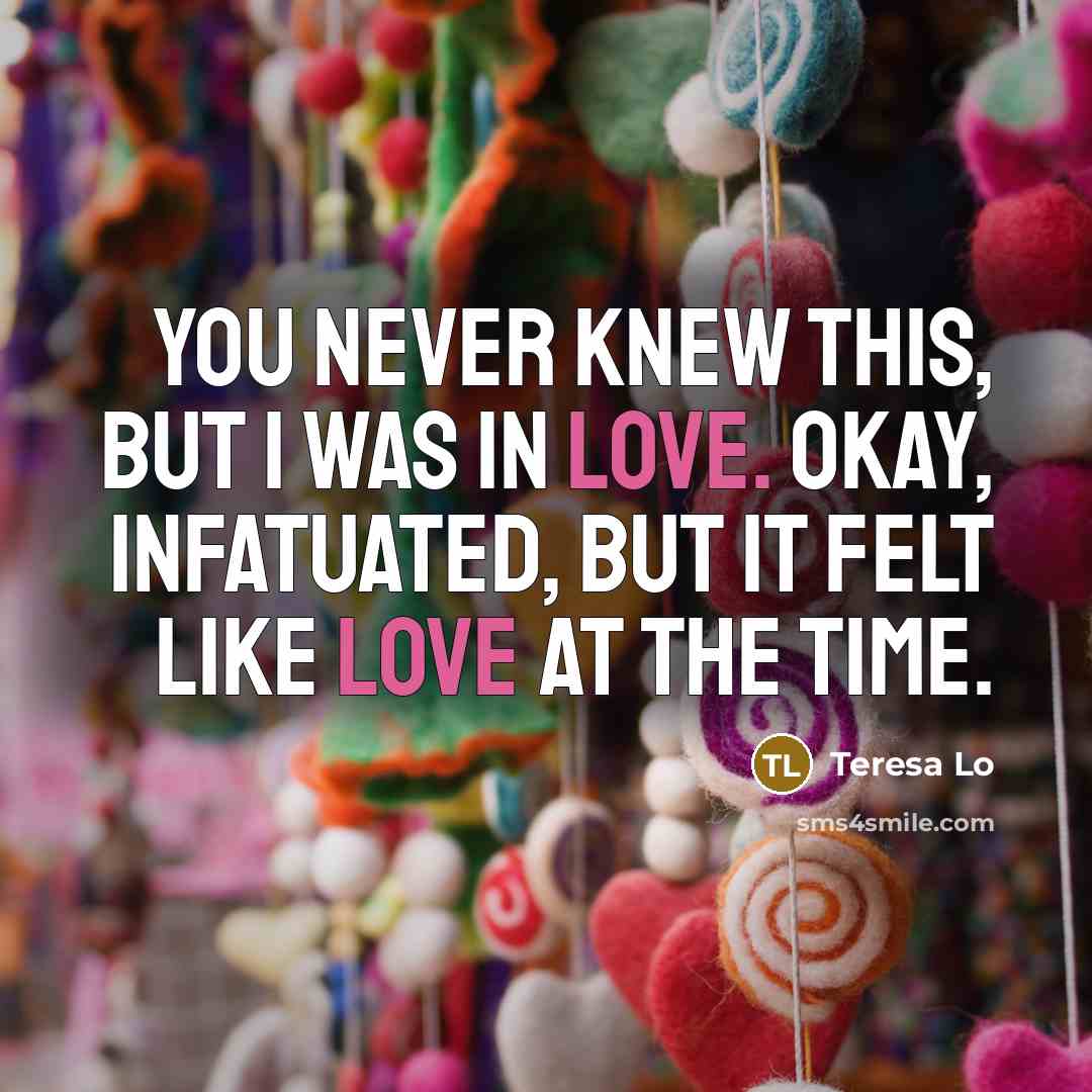 “You never knew this, but I was in love. Okay,…” quote by Teresa Lo