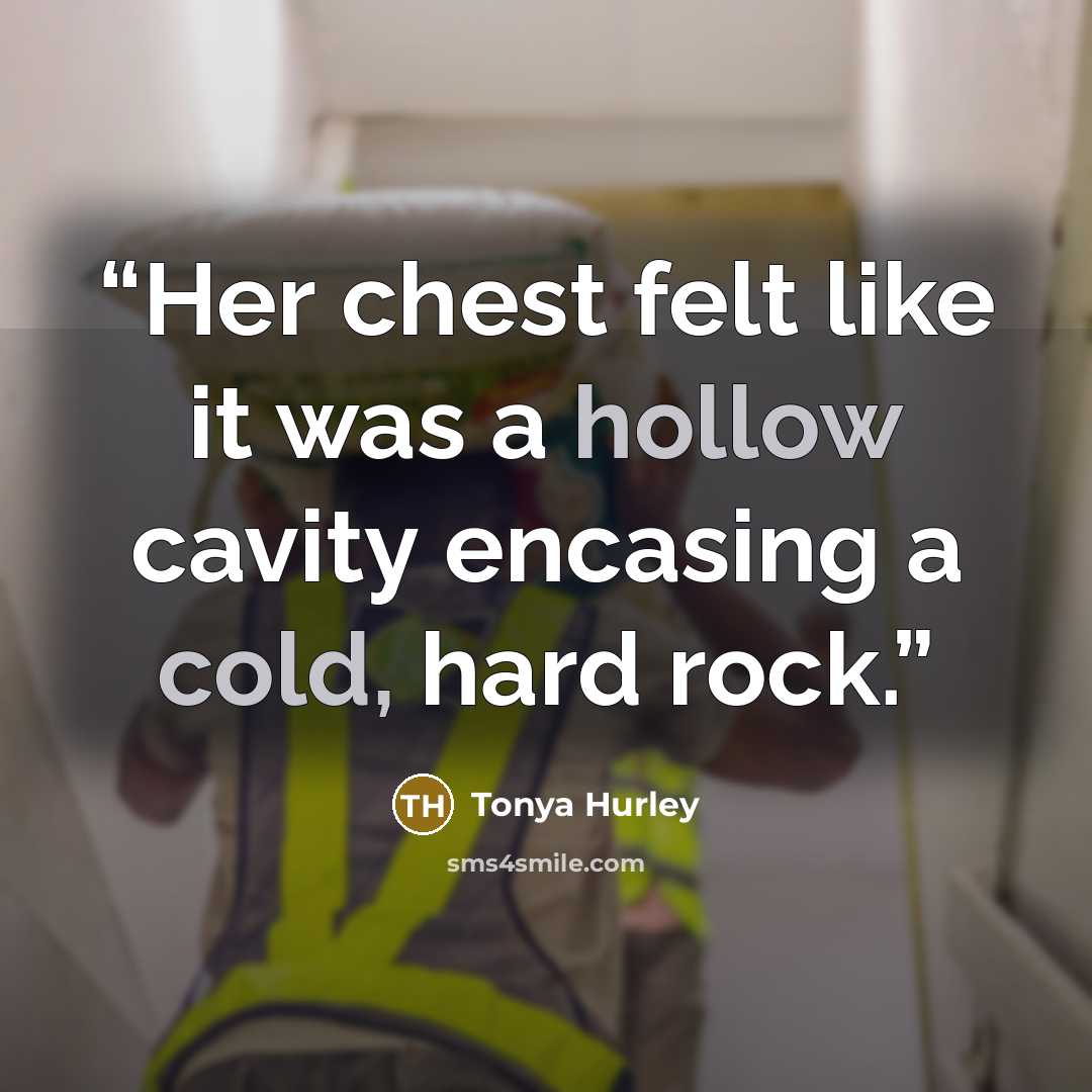 “Her chest felt like it was a hollow cavity encasing a cold, hard rock.” quote by Tonya Hurley