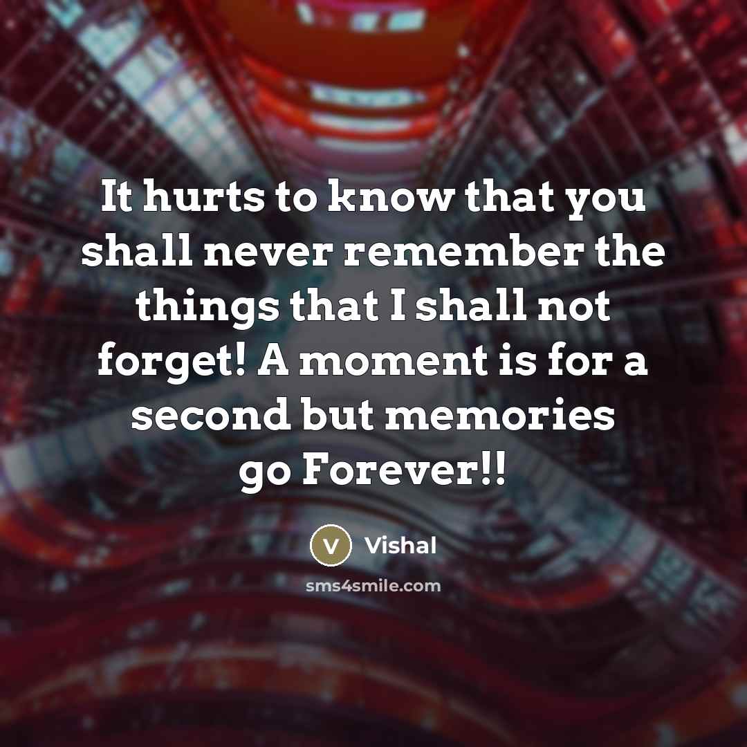 “It hurts to know that you shall never remember the…” quote by Vishal
