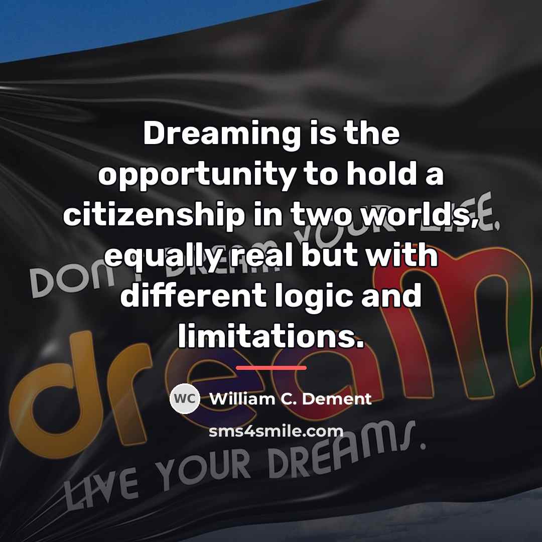 “Dreaming is the opportunity to hold a citizenship in two…” quote by William C. Dement