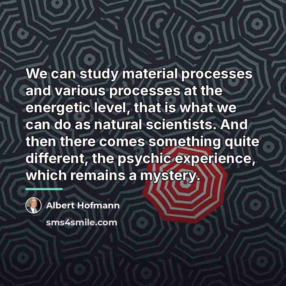 “We can study material processes and various processes at the…” quote by Albert Hofmann