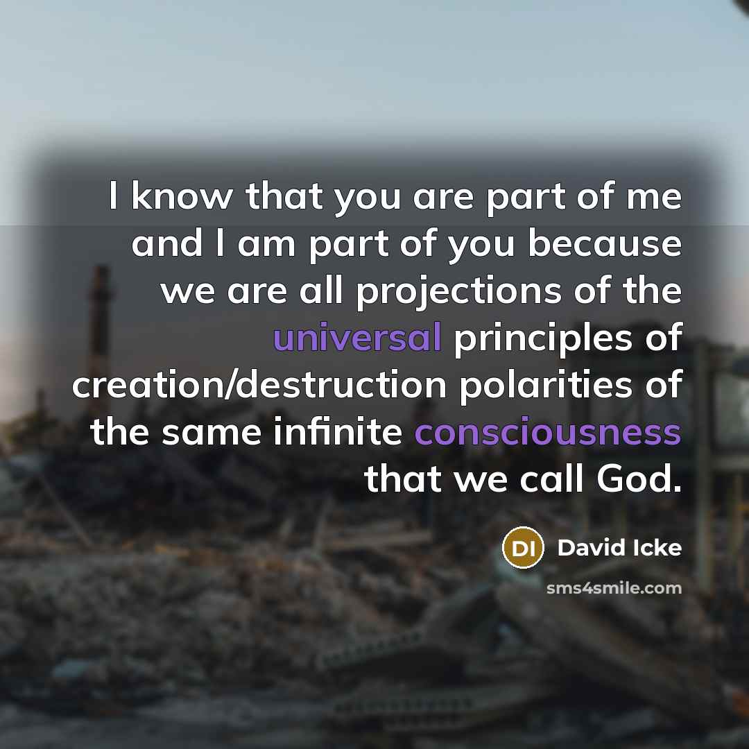 “I know that you are part of me and I…” quote by David Icke