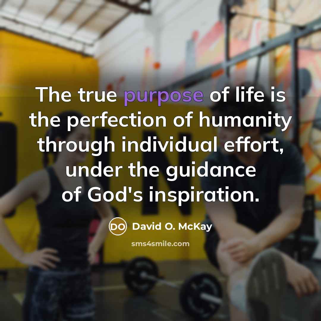 “The true purpose of life is the perfection of humanity…” quote by David O. McKay