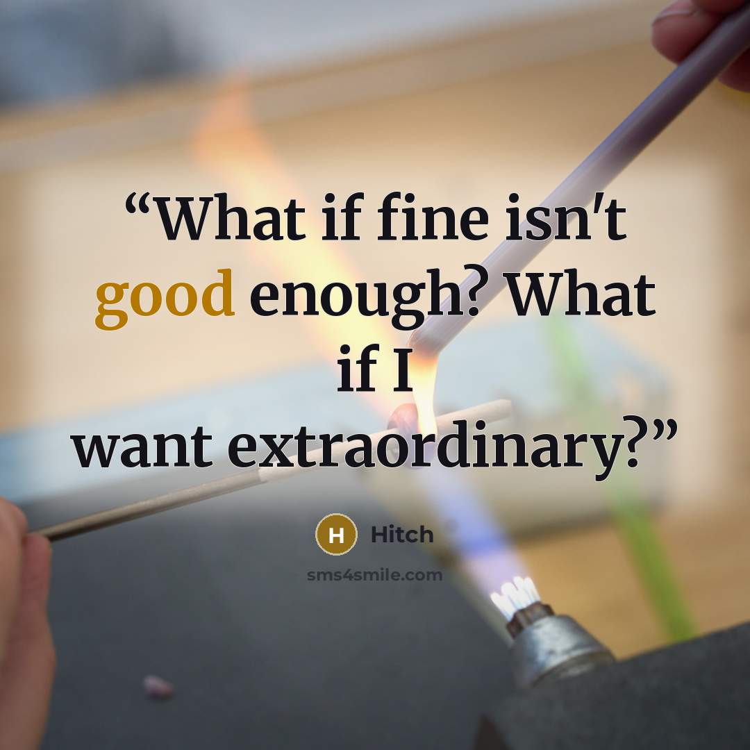 “What if fine isn't good enough? What if I want extraordinary?” quote by Hitch