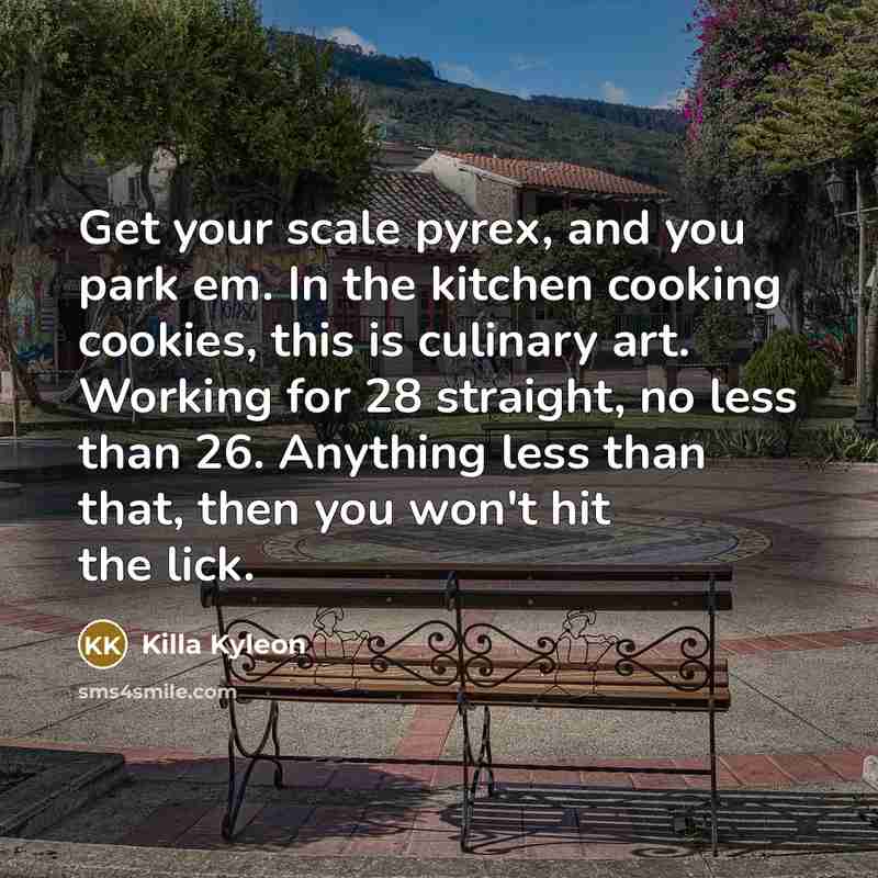 “Get your scale pyrex, and you park em. In the…” quote by Killa Kyleon